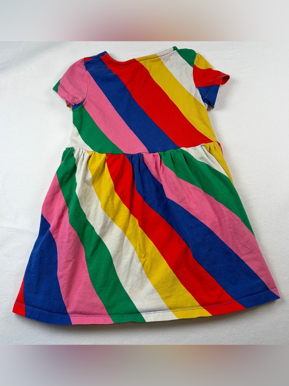 Mini Boden 5-6Y Striped Rainbow Heart Pocket Dress - Picture 2 of 9